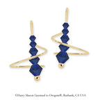 Swarovski Blue Sapphire Crystal Earspirals Earrings Gold Over Silver
