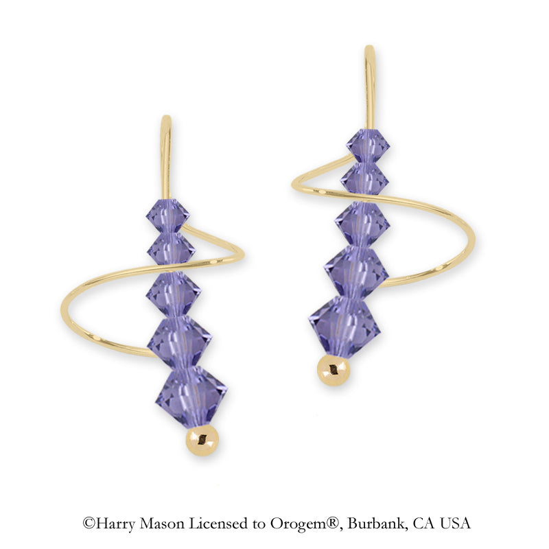 Swarovski Tanzanite Crystal Earspirals Earrings Gold Over Silver