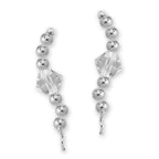 Swarovski Clear Crystal Ear Pin Earrings Silver