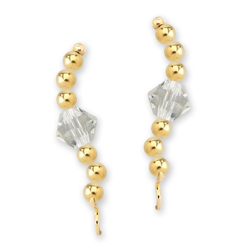 Swarovski Clear Crystal Ear Pin Earrings Gold Over Silver