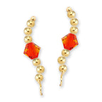 Gold Over Silver Swarovski Fire Opal Crystal Ear Pin Earrings 