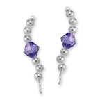 Sterling Silver Swarovski Tanzanite Crystal Ear Pin Earrings 