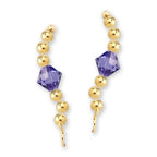 Gold Over Silver Swarovski Tanzanite Crystal Ear Pin Earrings 