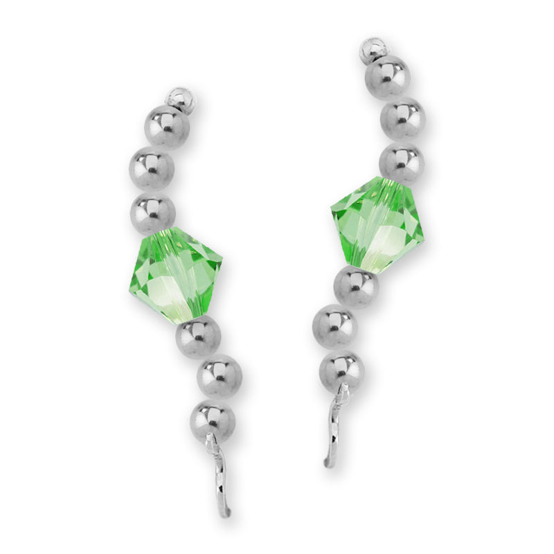 Sterling Silver Swarovski PeridotCrystal Ear Pin Earrings 