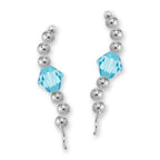 Sterling Silver Swarovski Blue Topaz Crystal Ear Pin Earrings 