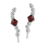 Sterling Silver Swarovski Garnet Crystal Ear Pin Earrings
