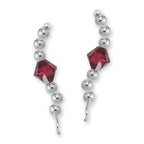 Sterling Silver Swarovski Ruby Crystal Ear Pin Earrings 