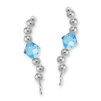 Sterling Silver Swarovski Aquamarine Crystal Ear Pin Earrings 