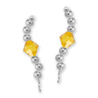 Sterling Silver Swarovski Citrine Crystal Ear Pin Earrings 