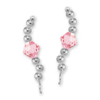 Sterling Silver Swarovski Pink Tourmaline Crystal Ear Pin Earrings 
