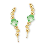Gold Over Silver Swarovski Peridot Crystal Ear Pin Earrings 