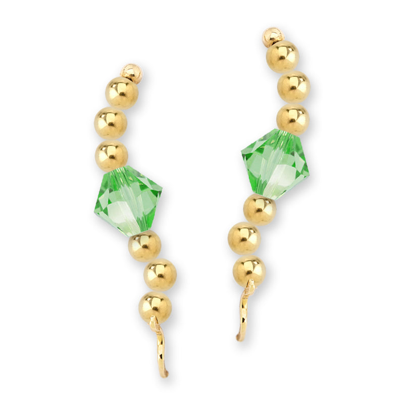 Gold Over Silver Swarovski Peridot Crystal Ear Pin Earrings 