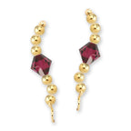 Gold Over Silver Swarovski Ruby Crystal Ear Pin Earrings 