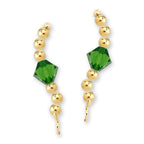 Gold Over Silver Swarovski Emerald Crystal Ear Pin Earrings 