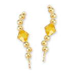 Gold Over Silver Swarovski Citrine Crystal Ear Pin Earrings 