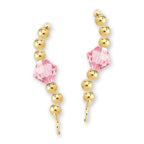 Gold Over Silver Swarovski Pink Tourmaline Crystal Ear Pin Earrings 