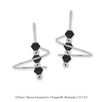 Swarovski Jet Black Crystal Earspirals Earrings Silver