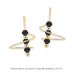 Swarovski Jet Black Crystal Earspirals Earrings Gold Over Silver