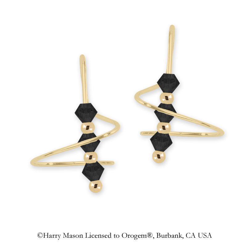 Swarovski Jet Black Crystal Earspirals Earrings Gold Over Silver