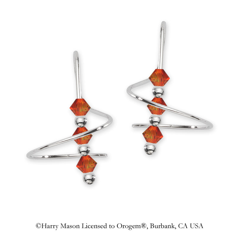 Swarovski Fire Opal Crystal Earspirals Earrings Silver