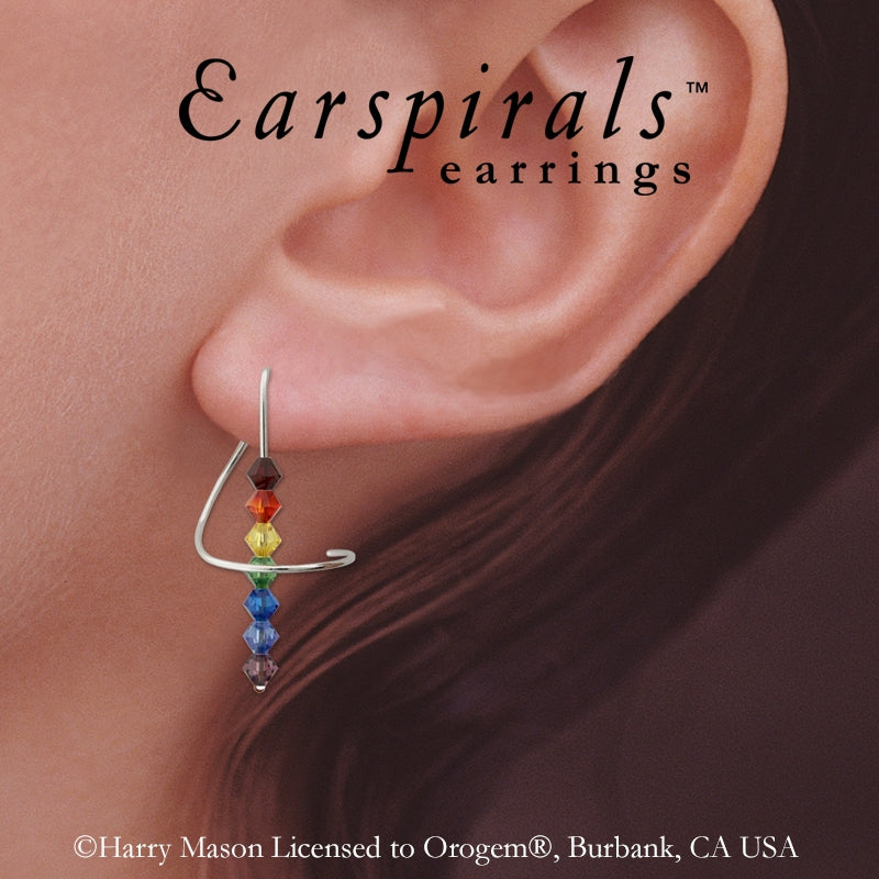 Rainbow Pride Earrings Swarovski Crystals Earspirals Sterling Silver