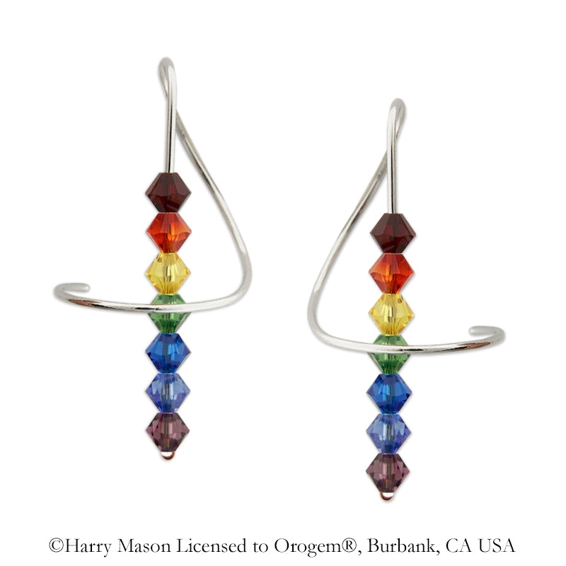 Rainbow Pride Earrings Swarovski Crystals Earspirals Sterling Silver