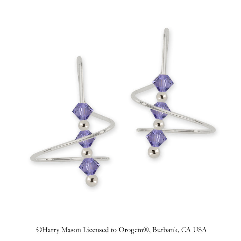 Swarovski Tanzanite Crystal Earspirals Earrings Silver
