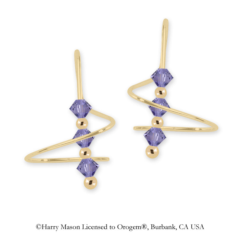 Swarovski Tanzanite Crystal Earspirals Earrings Gold Over Silver