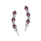 Sterling Silver Swarovski Amethyst Crystal Ear Pin Earrings 