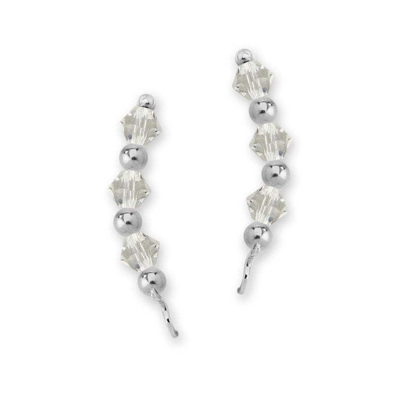 Swarovski Clear Crystal Ear Pin Earrings Silver