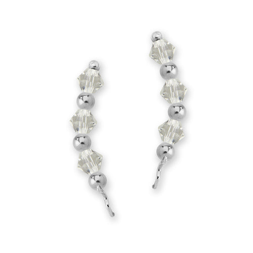 Swarovski Clear Crystal Ear Pin Earrings Silver