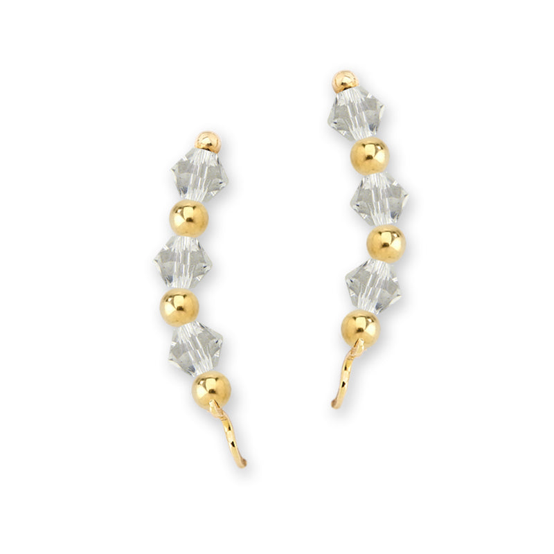 Swarovski Clear Crystal Ear Pin Earrings Gold Over Silver
