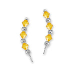Sterling Silver Swarovski Citrine Crystal Ear Pin Earrings 