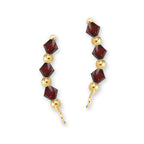 Gold Over Silver Garnent Swarovski Crystals Alternating Beads Ear Pin Earrings