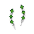 Sterling Silver Swarovski Emerald Crystal Ear Pin Earrings 