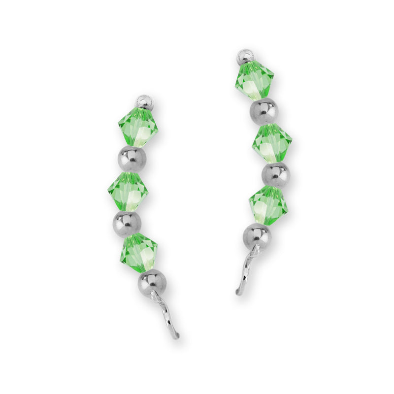 Sterling Silver Swarovski Peridot Crystal Ear Pin Earrings 