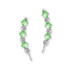 Sterling Silver Swarovski Peridot Crystal Ear Pin Earrings 