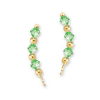 Gold Over Silver Peridot Swarovski Crystals Alternating Beads Ear Pin Earrings