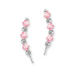 Sterling Silver Swarovski Rose Crystal Ear Pin Earrings 