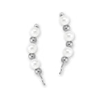 Sterling Silver Swarovski White Pearl Ear Pin Earrings 