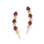 Gold Over Silver Ruby Swarovski Crystals Alternating Beads Ear Pin Earrings