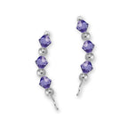 Sterling Silver Swarovski Tanzanite Crystal Ear Pin Earrings 