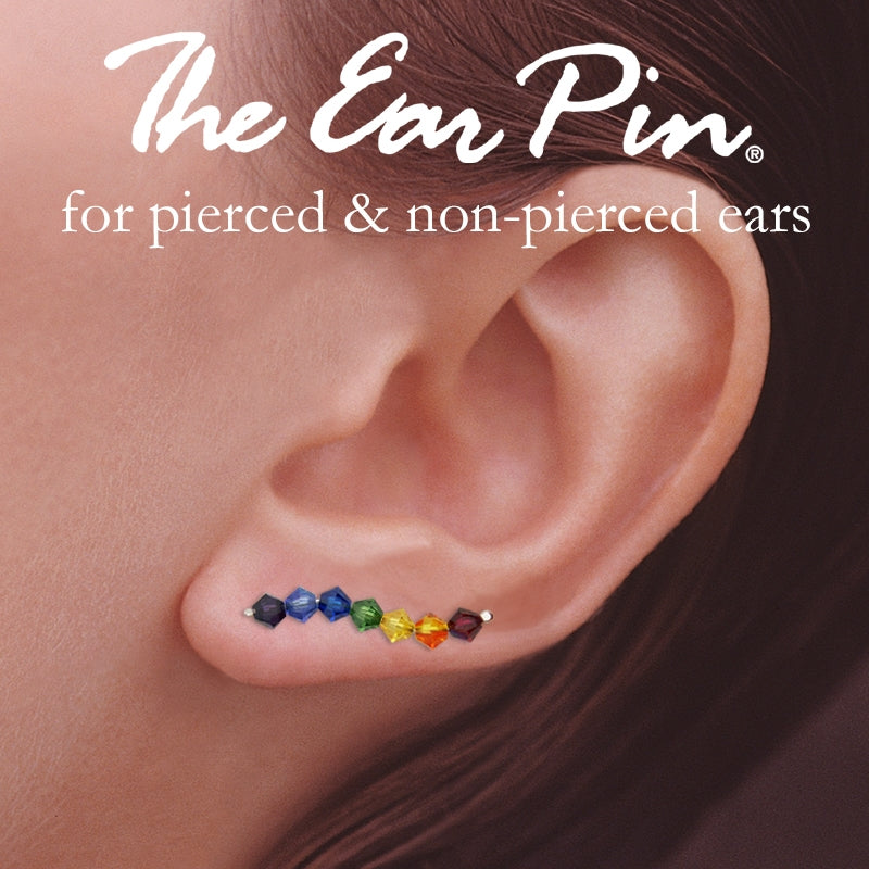Ear Climbers Rainbow Crystals Pride Ear Pin Earrings Sterling Silver