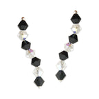 Ear Climber Earrings Ear Pin Black and White Swarovski Crystals Sterling Silver