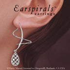 Silver Teardrop Puff Dangle Earspirals Earrings