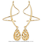 Gold Teardrop Puff Dangle Earspirals Earrings