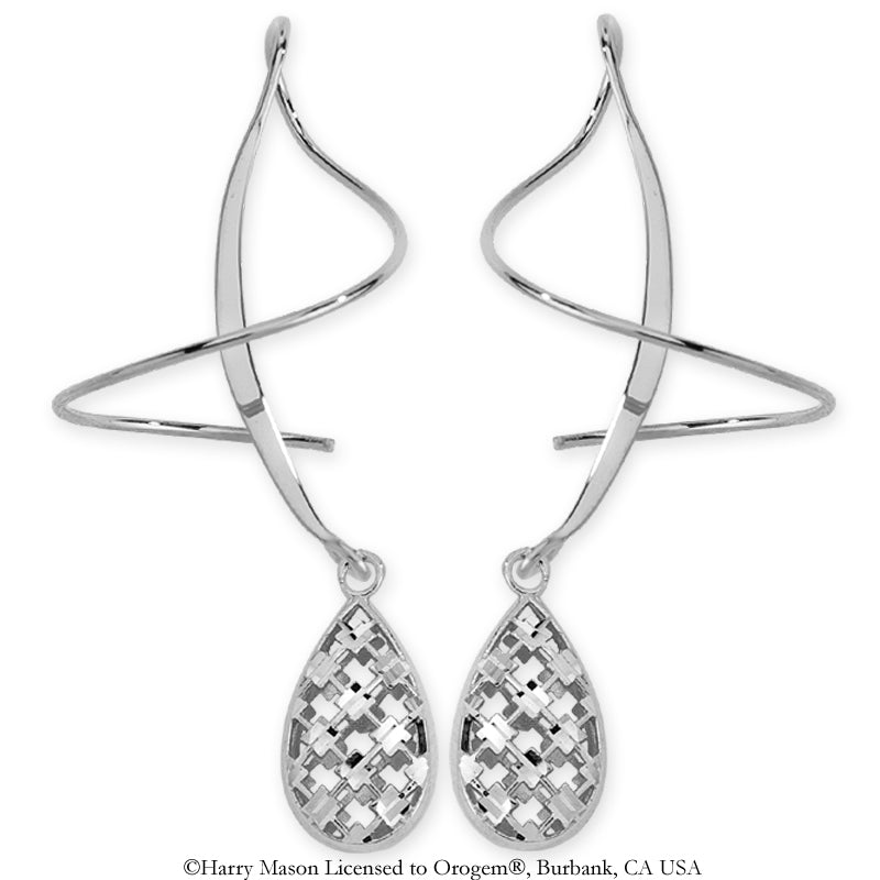 Silver Teardrop Puff Dangle Earspirals Earrings