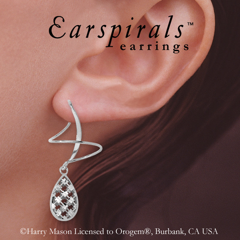 Silver Teardrop Puff Dangle Earspirals Earrings