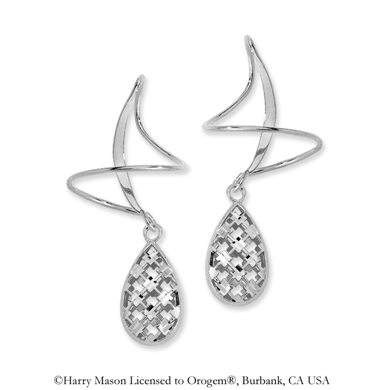Silver Teardrop Puff Dangle Earspirals Earrings
