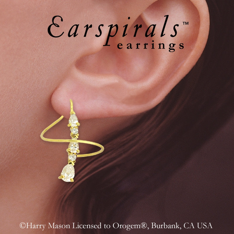 Earspirals Earrings Graduated Pear Shape Cubic Zirconias 18k Gold Over Silver 